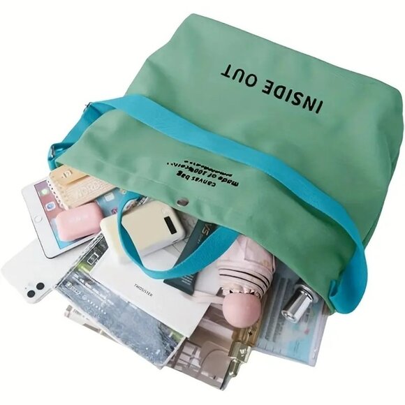 NWT - Large Capacity Vintage Letter Canvas Tote Bag (SKU #0489) - Picture 5 of 7